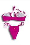 FUCHSIA CROSSOVER THONG BIKINI SWIMSUIT REVERSE TRIANGLE