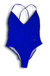 BLUE RUCHED/CROSSED BACK STRAP