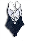 BLACK SWIMSUIT CROSSOVER BACK STRAPS