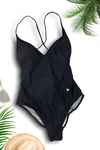 BLACK SWIMSUIT CROSSOVER BACK STRAPS